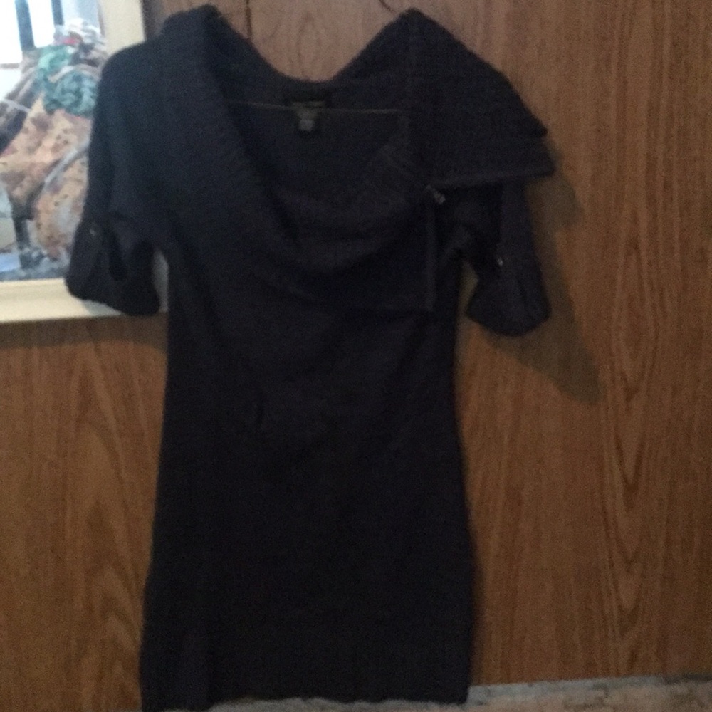 Sweater dress with zip cowl neck